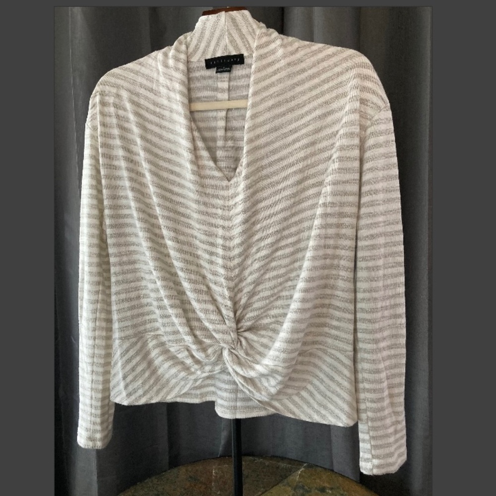 Sanctuary White Taupe Metallic Stripe Top Knot Classy Casual Sz S